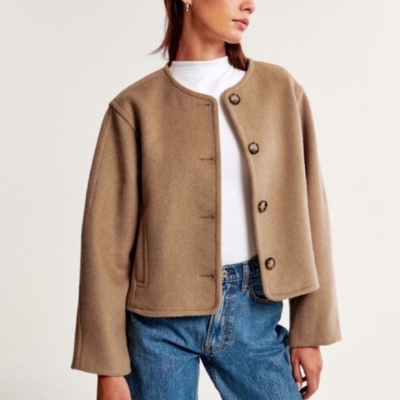 NWT Abercrombie &Fitch Removable Scarf Double-Cloth
Wool-Blend Jacket - Picture 2 of 5